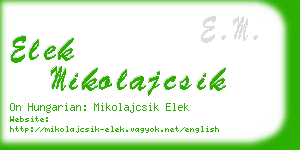 elek mikolajcsik business card